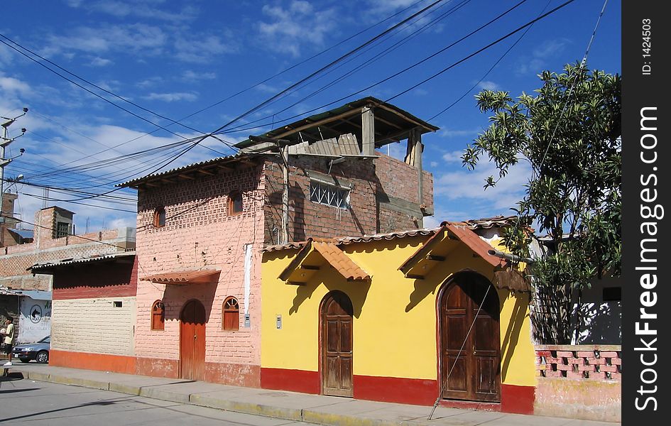 Colorful street in the peruvian city. Colorful street in the peruvian city