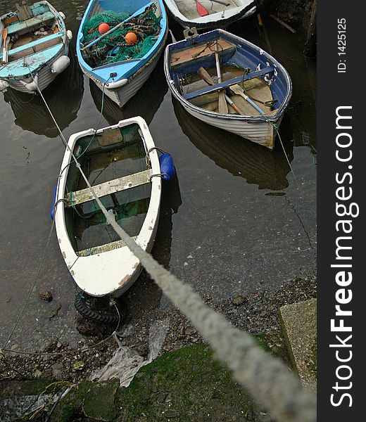 FIshing boats in Cornish harbour