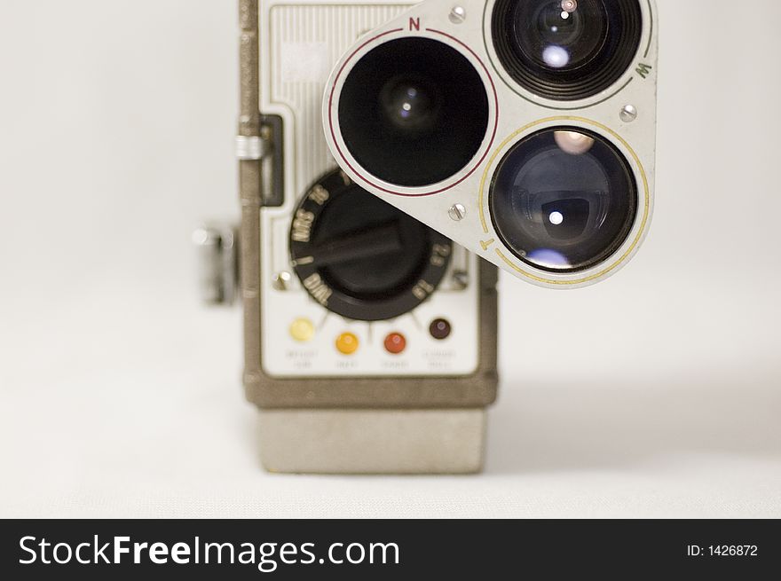 A vintage motion picture camera. A vintage motion picture camera