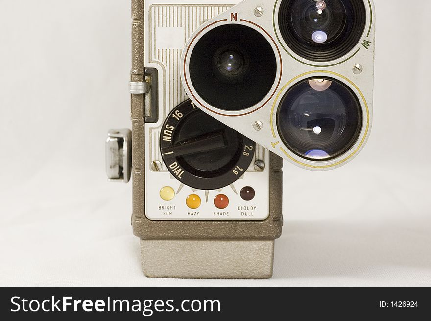 A vintage motion picture camera. A vintage motion picture camera