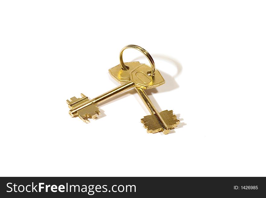 Series: isolated on white: Key with ring. Series: isolated on white: Key with ring