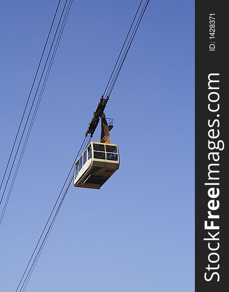 Cable car and blue sky-winter sky holiday suggestion