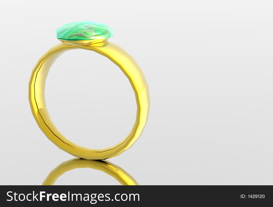 Gold ring with jewel attached