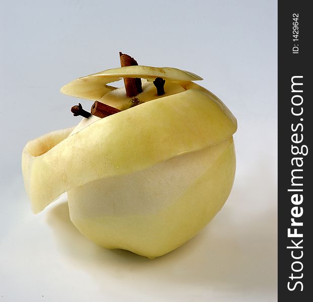 Peel apple for dessert with ingredients