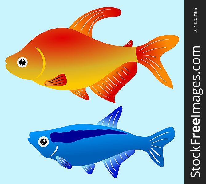 Vector colored illustration of texture of fishes