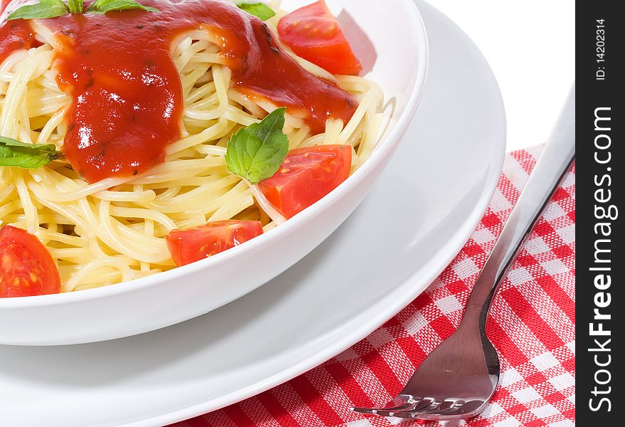 Pasta with tomato and basil. Pasta with tomato and basil