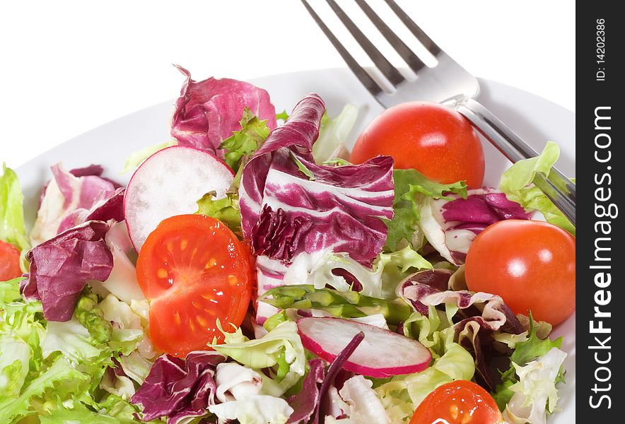 Vegetable salad with cherry tomatoes and mixed greens