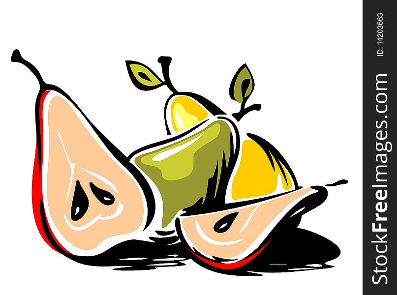 Stylized pears isolated on a white background.