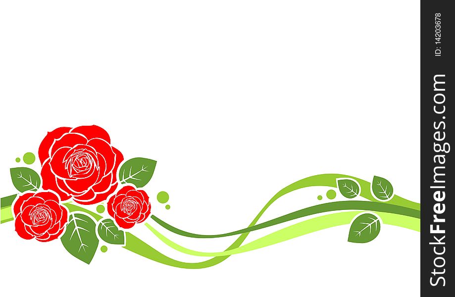 Stylized roses and strips on a white background. Stylized roses and strips on a white background.