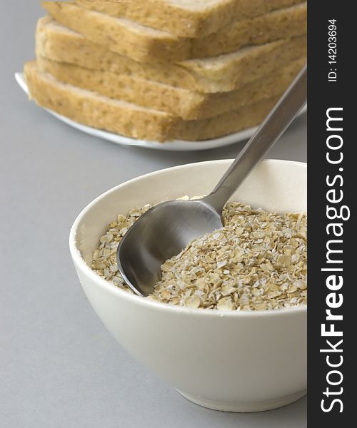 Bowl with oats, isolated