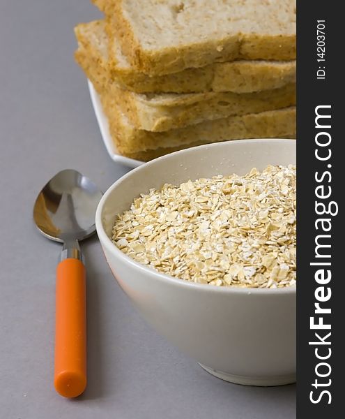 Bowl With Oats And Bread