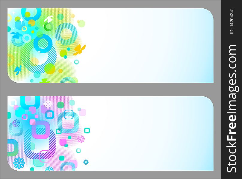 Two abstract colorful banners for text