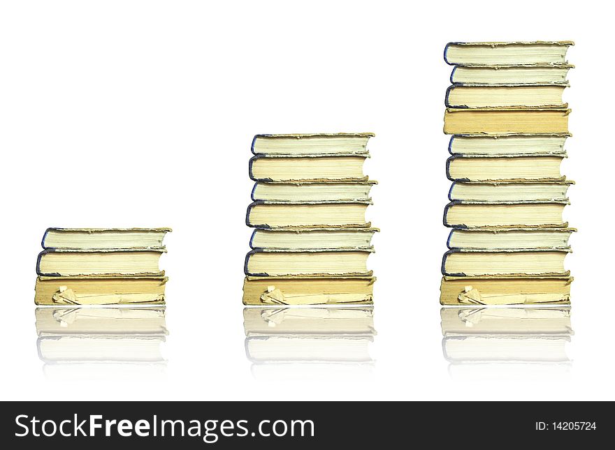 Books stacks isolated on white