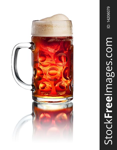 Glass of red beer isolated over a white background