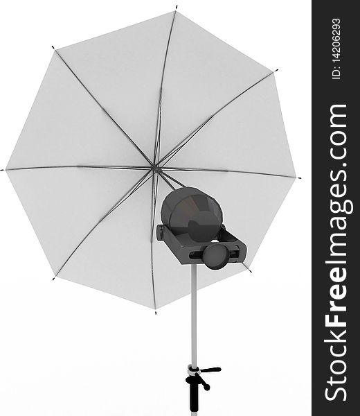 White umbrella for photography. Isolated on white.