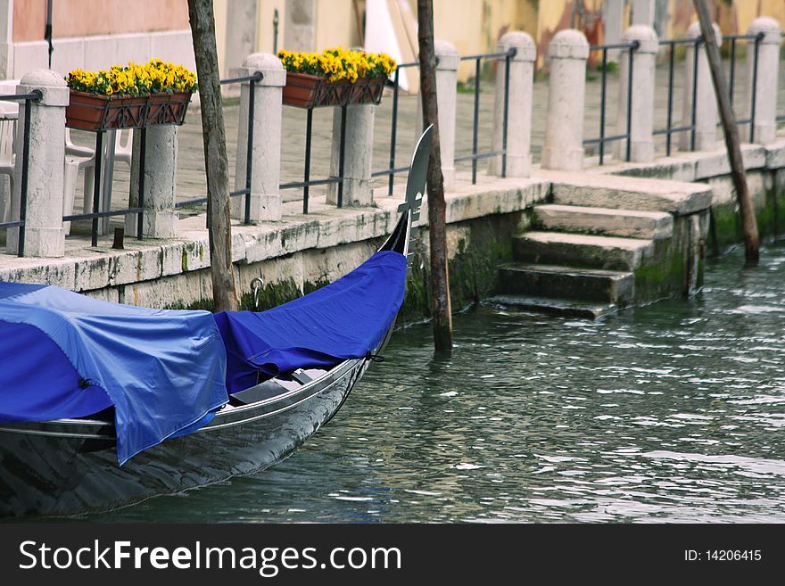 City canal with gondolas in Venice, Italy. City canal with gondolas in Venice, Italy.