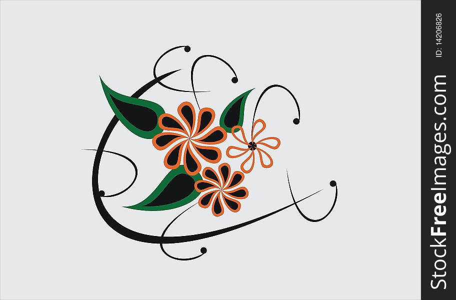 Flower with butterfly, element for design, illustration. Flower with butterfly, element for design, illustration