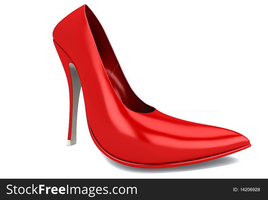 Red woman's shoe isolated on white background. Red woman's shoe isolated on white background