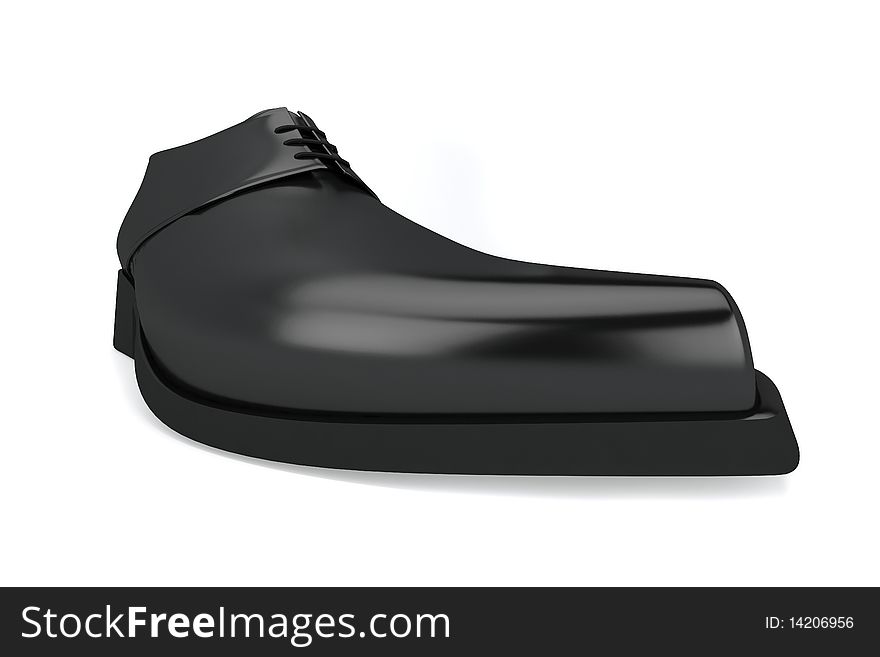 Man's black shoe isolated on white background