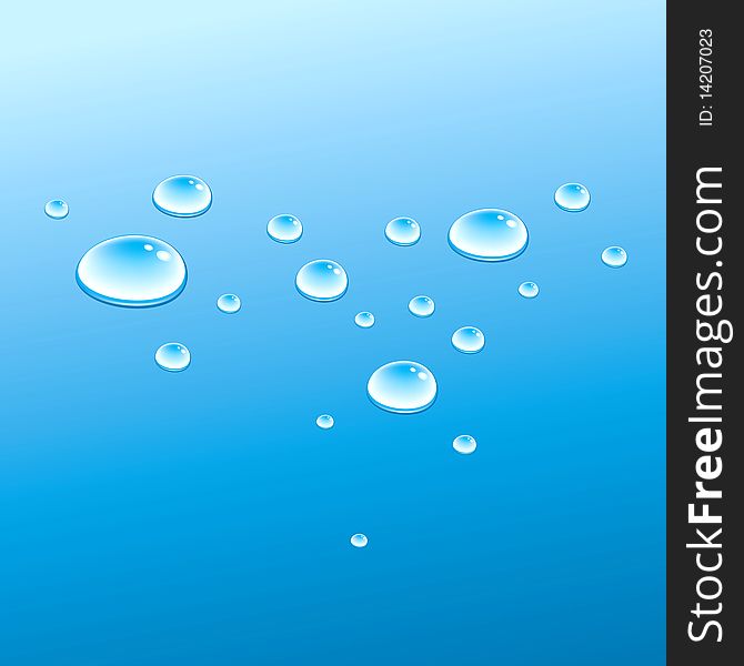 Blue drops. The image of drops of water on a dark blue background.