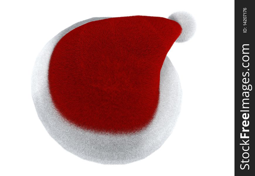 Santa Claus's red hat isolated on white. 3d rendered. Santa Claus's red hat isolated on white. 3d rendered
