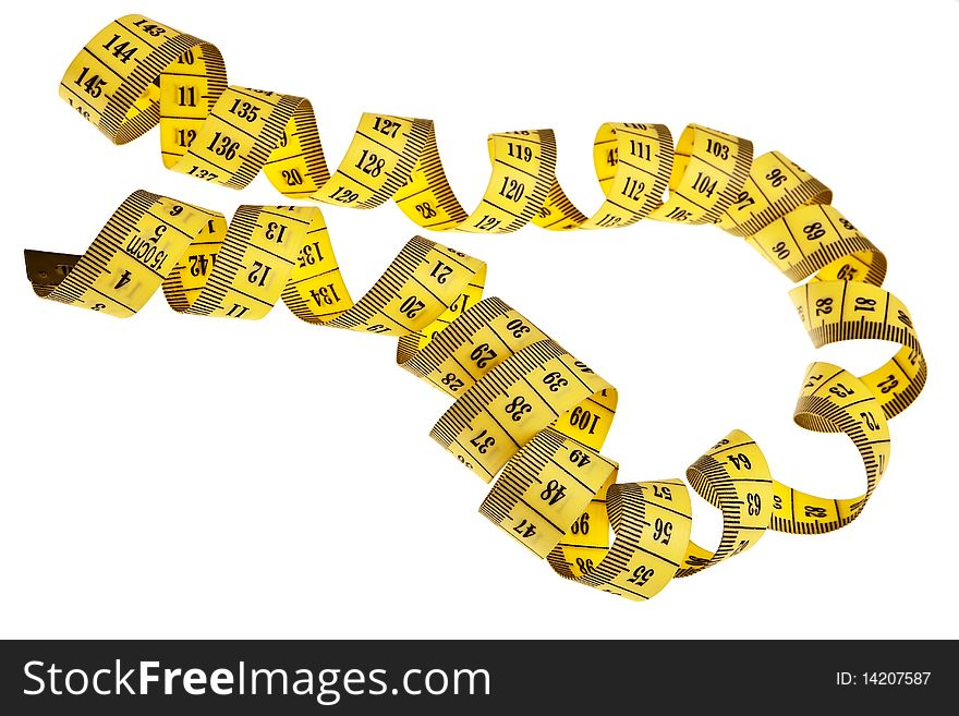 Yellow measurement tape isolated over white background. Yellow measurement tape isolated over white background.