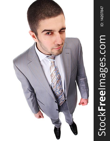 Portrait of a young business man in grey suit. Portrait of a young business man in grey suit