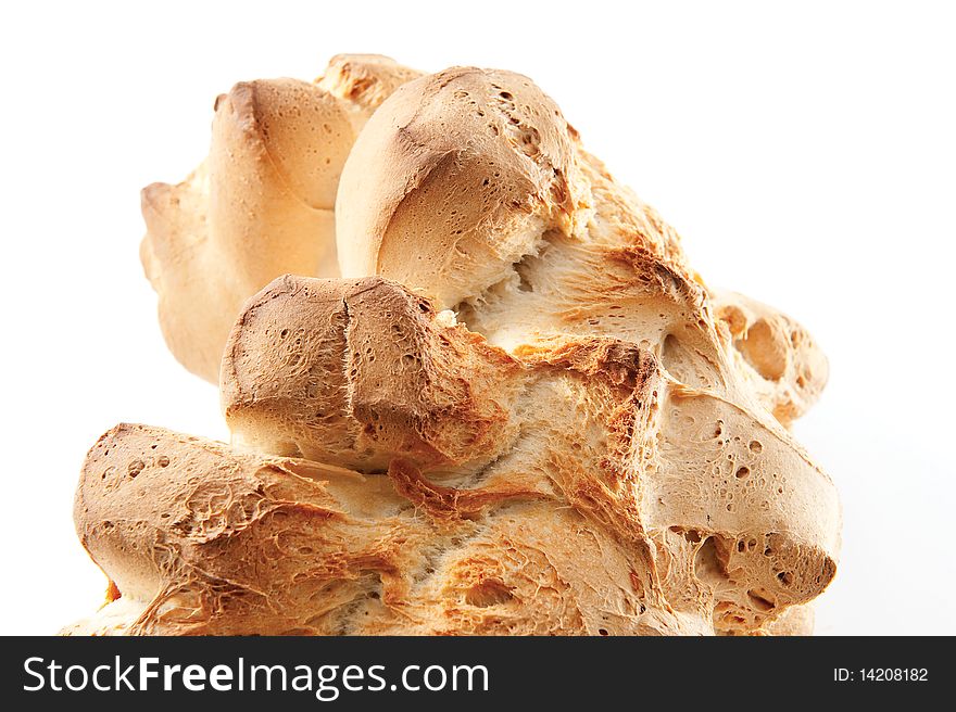 Traditiona italian bread over a white background. Traditiona italian bread over a white background