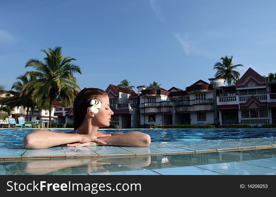 Woman in swimming pool