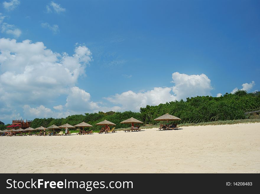 China Hainan Sanya beach landscape. China Hainan Sanya beach landscape