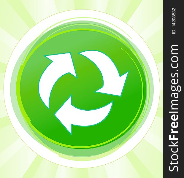 Abstract recycling design in green with white arrows