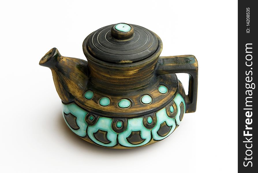 Jerusalem Retro Ceramic Teapot On White