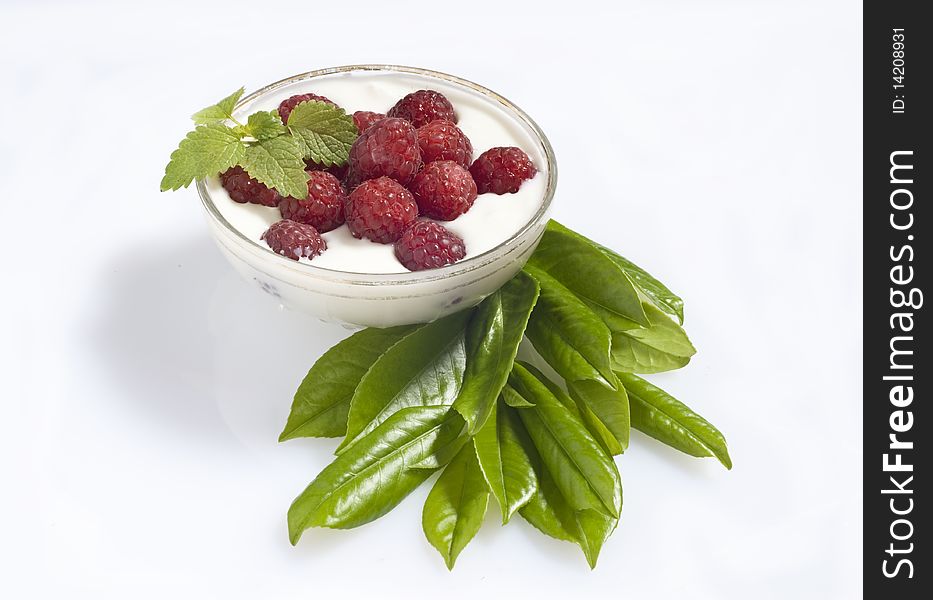 Yogurt fruit woods on a white background. Yogurt fruit woods on a white background