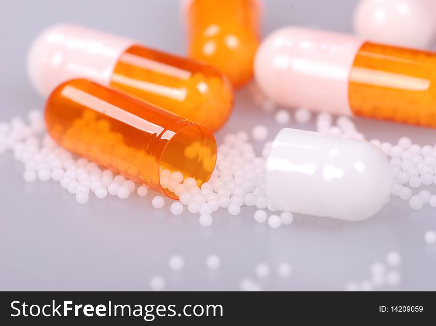 Macro shot of medicine capsules