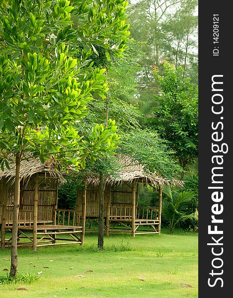 Bamboo hut in the garden for relaxing