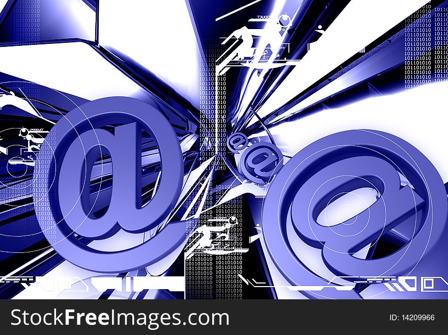 3d blue business symbol in abstract background