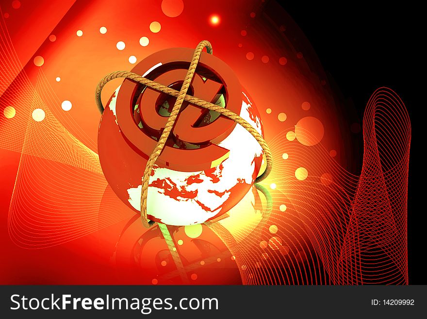 Highly rendering globe and business symbol in color background. Highly rendering globe and business symbol in color background