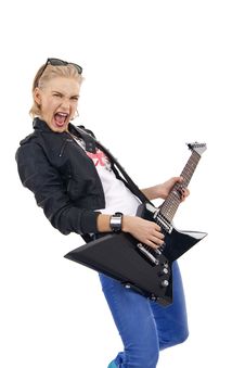Girl With Guitar Royalty Free Stock Photo Girl With Guitar Royalty Free Stock Photo