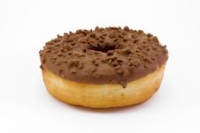 Chocolate Doughnut Over White Stock Images