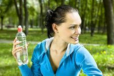 Happy Woman With Bottle Stock Images Happy Woman With Bottle Stock Images
