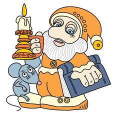 Good Gnome With A Book, A Mouse And A Candle. Stock Photography