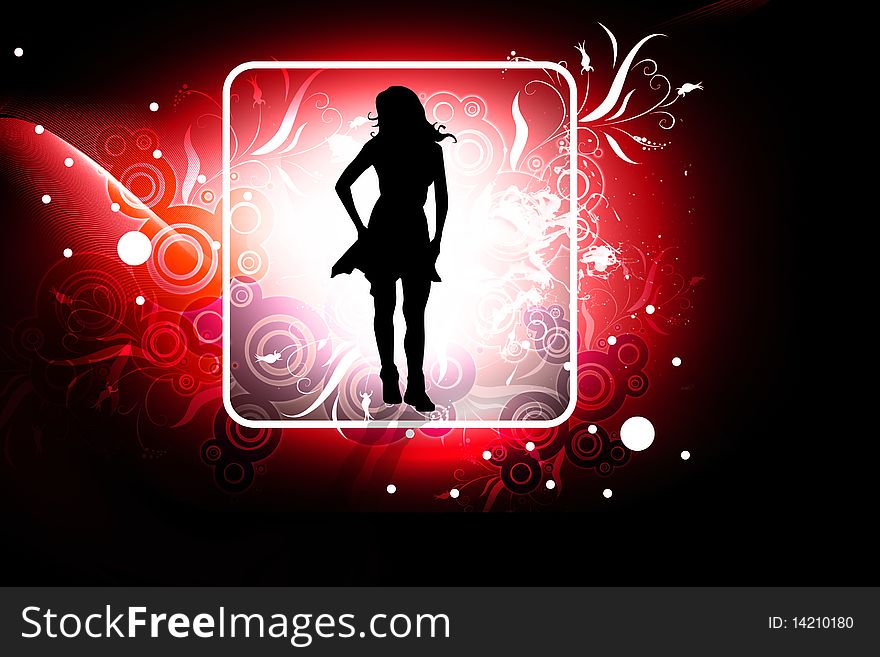 Cute Girl In Abstract Background