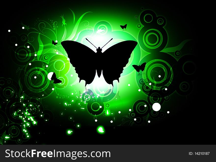 Butterfly  In Abstract Background