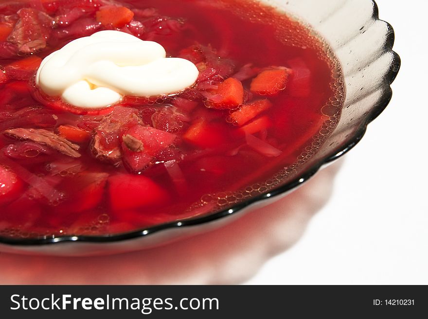 Russian - Ukrainian borsch with sour cream