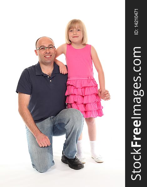 Portrait of young little girl with father