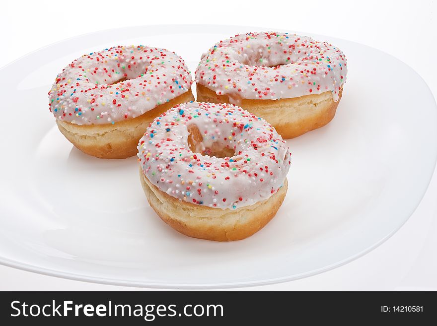 Food series: tasty donuts decorated with sugar syrup