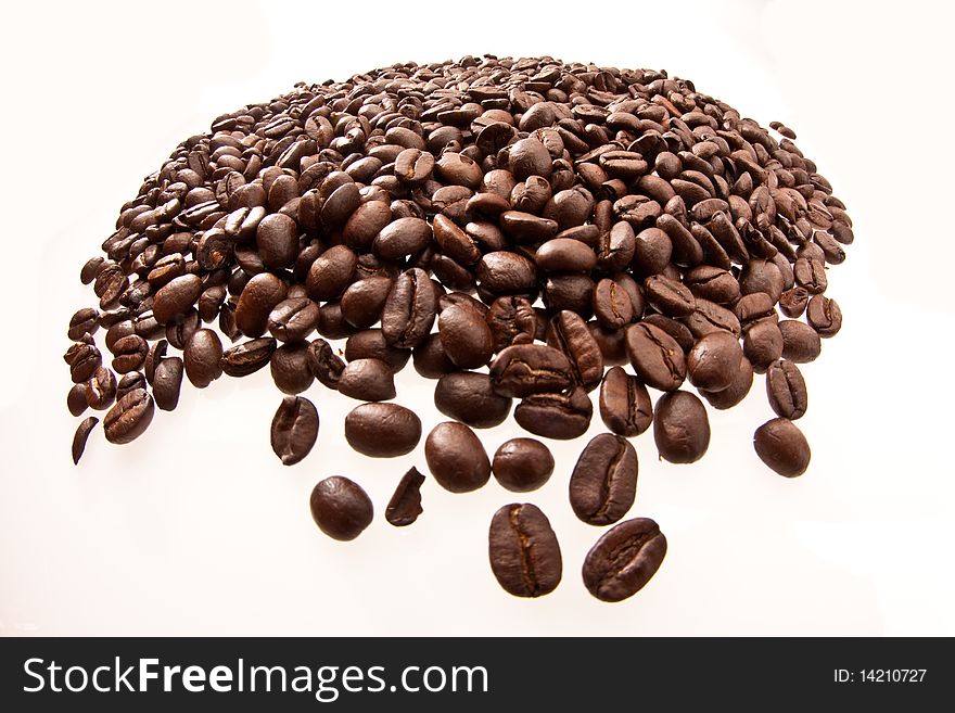 Food series: coffee bean planet over white. Food series: coffee bean planet over white