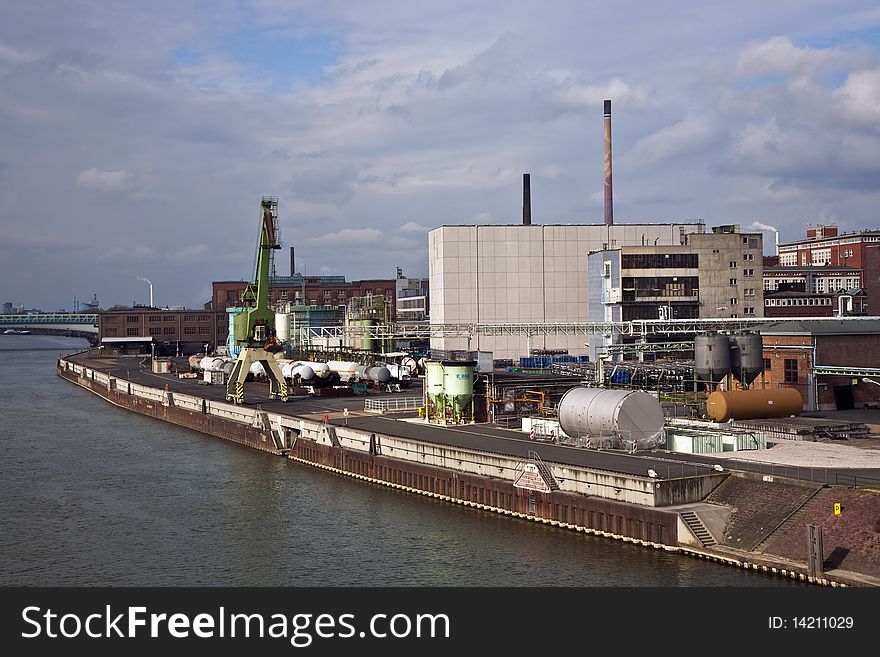 Old industrial building with bricks and river