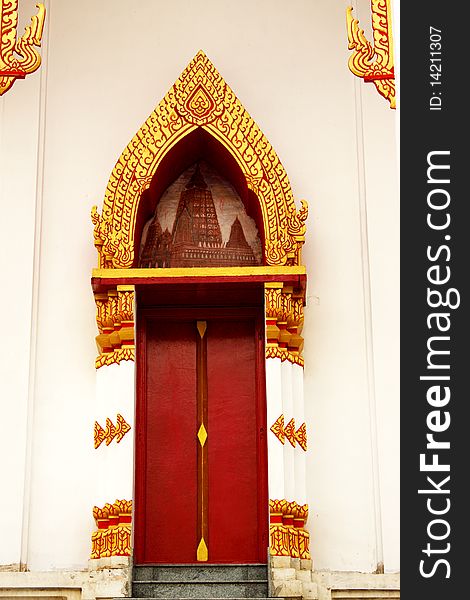 Beautiful wood carved doors in the district Phibunmangsahan. Ubon Ratchathani Province. Beautiful wood carved doors in the district Phibunmangsahan. Ubon Ratchathani Province.