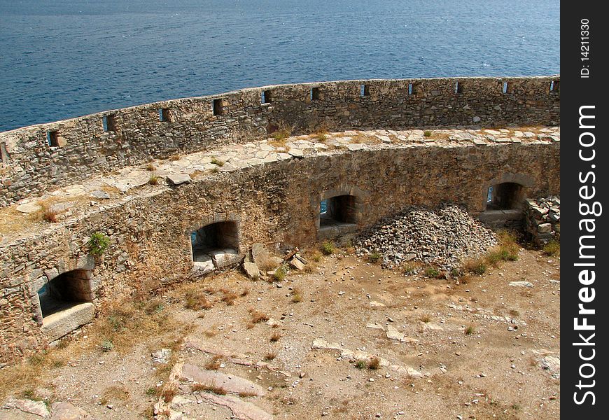 Medieval wall near sea -Spinalonga Island